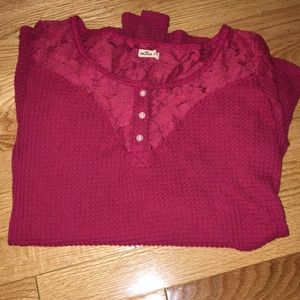 Waffle and lace Henley shirt